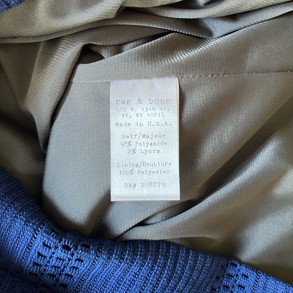 Rag & Bone Elsa Pointelle Bodycon Dress Blue Size 6 Midi Knit Lined - Picture 7 of 14